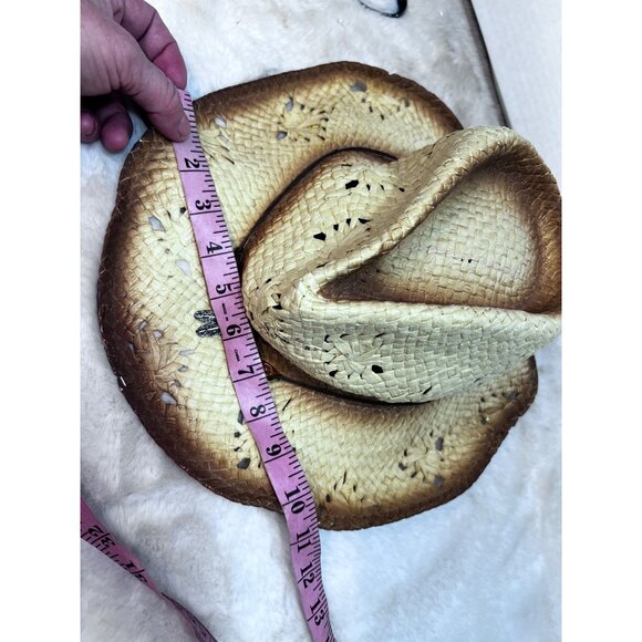 Western Straw Cowboy Hat With Bead Trim - Picture 5 of 9